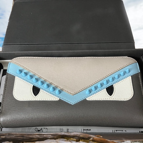 Fendi Monster RARE Studded Long Wallet w/COA in Fendi Box FULL INCLUSION - Picture 1 of 6